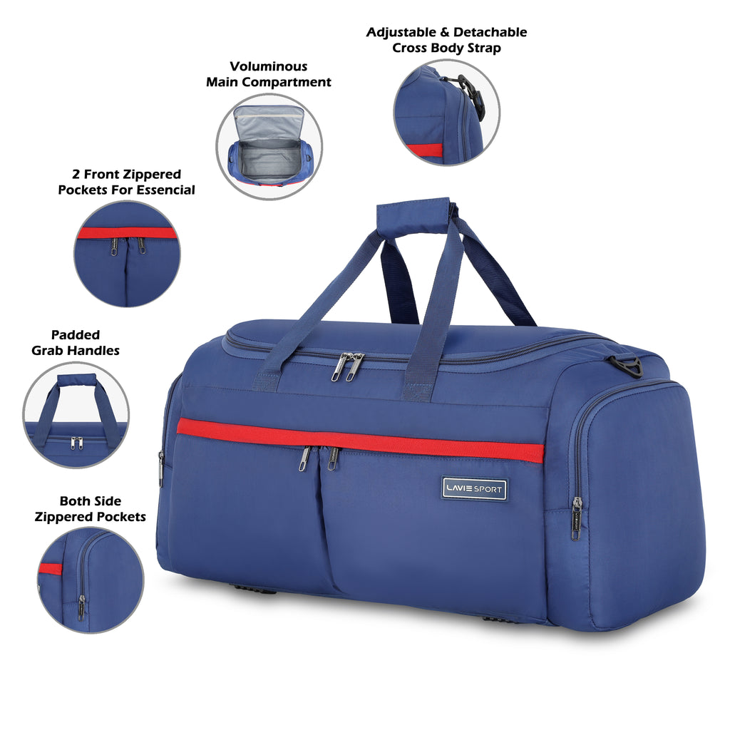 Lavie Sport Epitome 55 cms Duffle Bag For Travel | Airbag| Travel Duffle Navy - Lavie World
