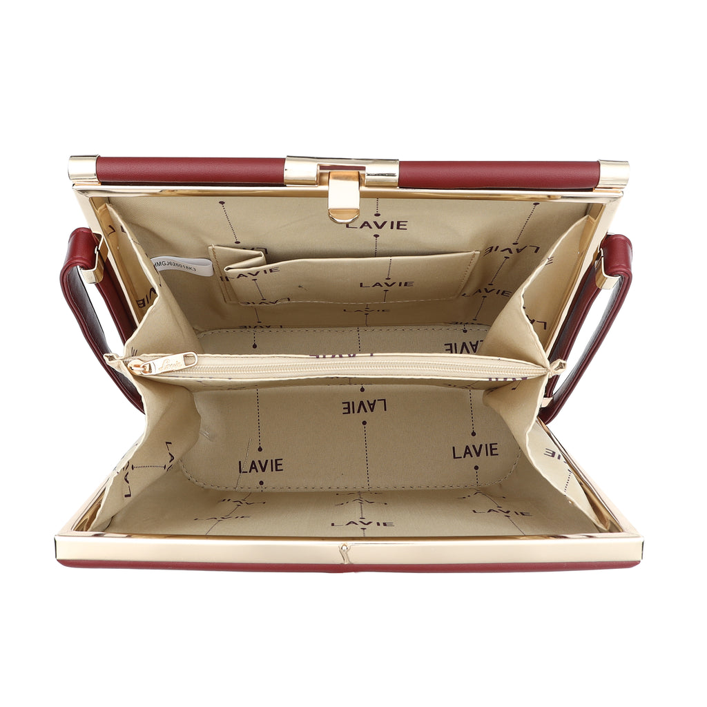 Lavie Glare Women's Frame Satchel Bag Medium Maroon