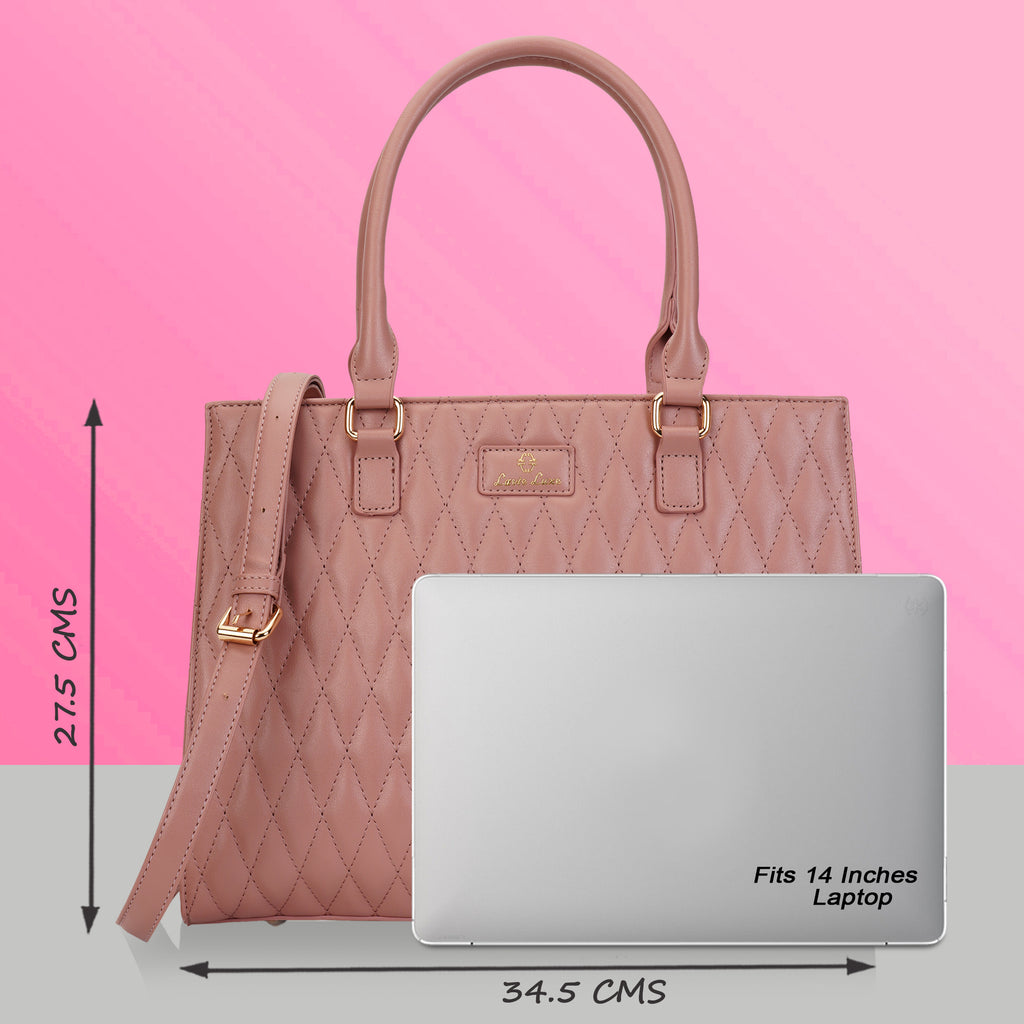 Lavie Luxe Quilt Shelly Women's Satchel Bag Large Dark Pink