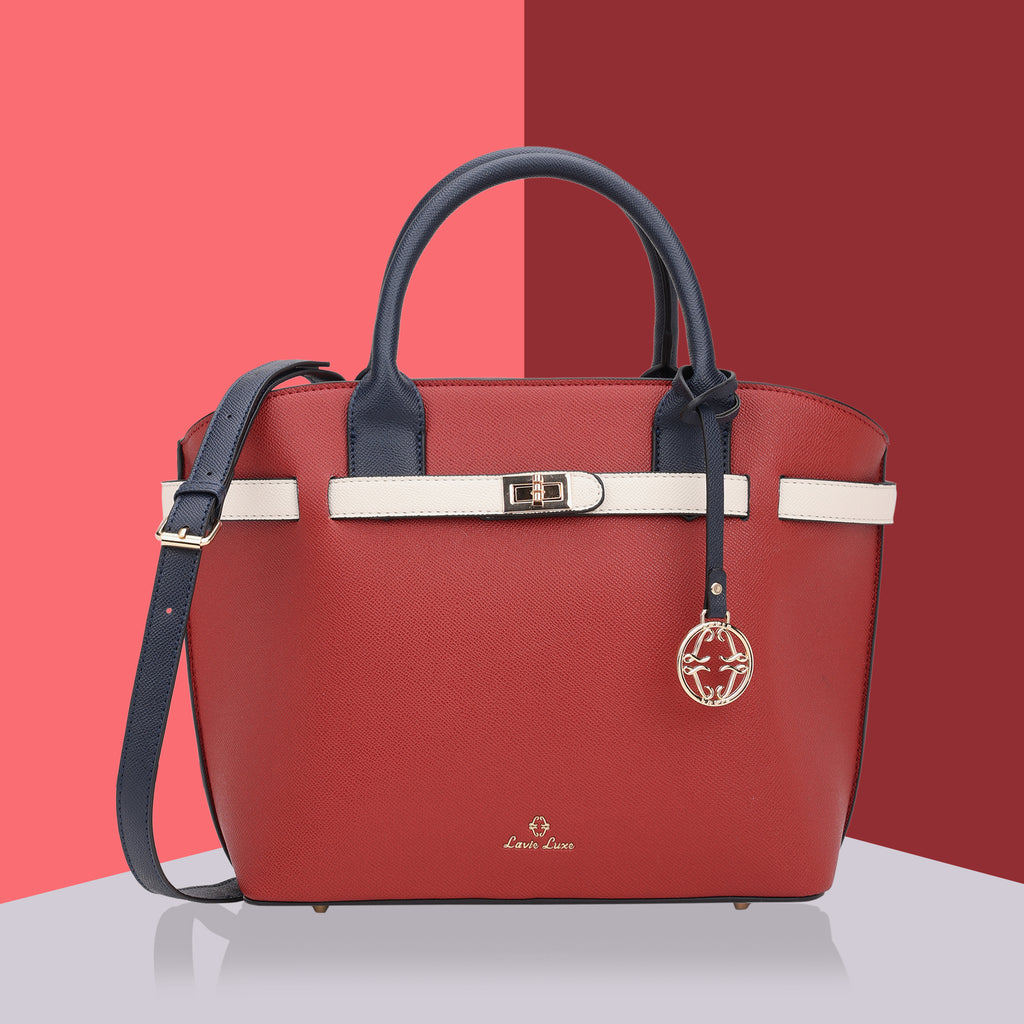 Lavie Luxe Fallon Women's Satchel Bag Medium Red