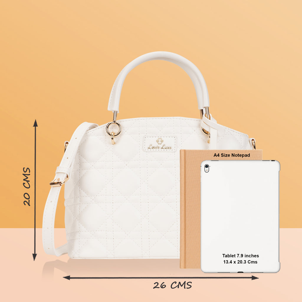 Lavie Luxe Babel Women's Satchel Bag Small White