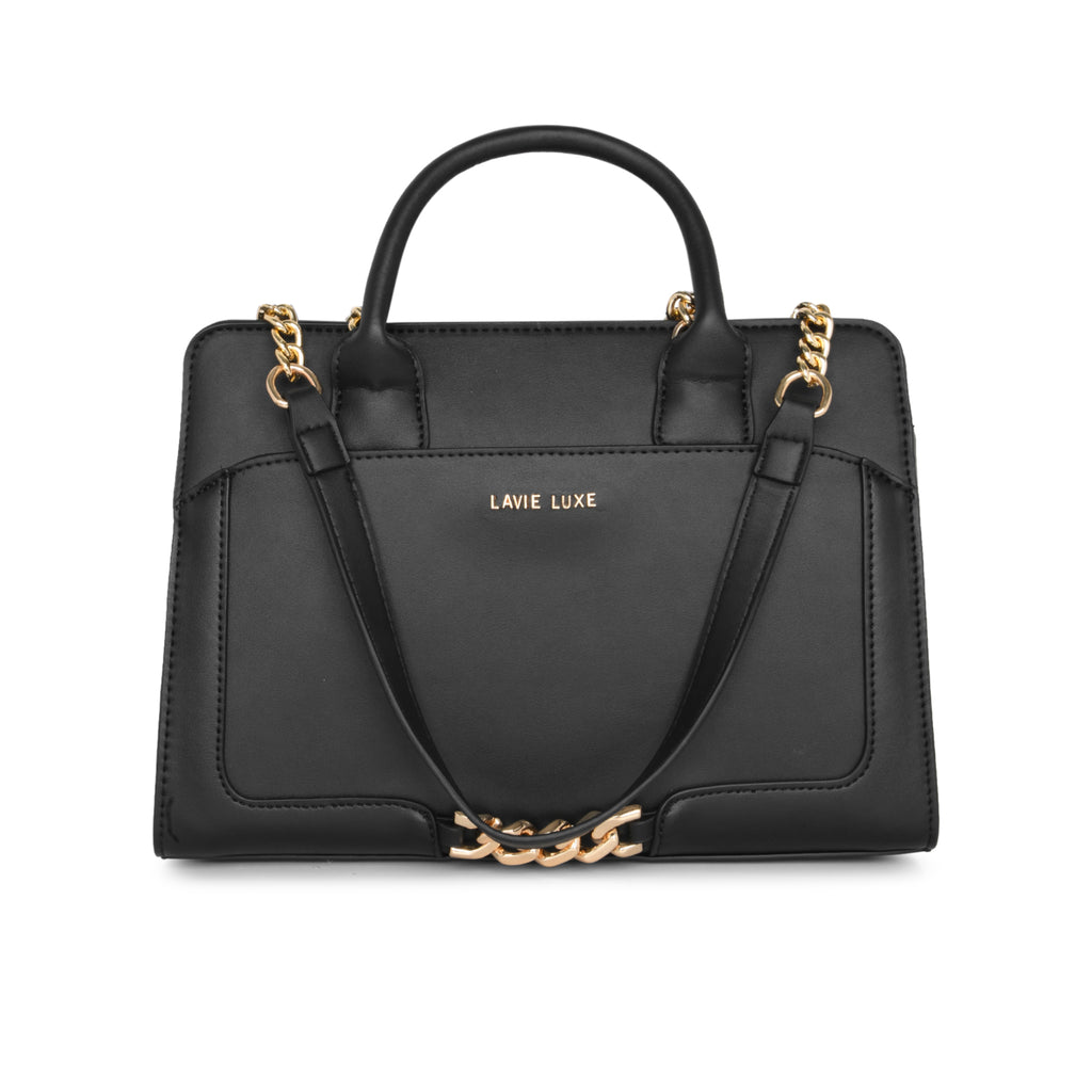 Lavie Luxe Chain Women's Satchel Bag Medium Black
