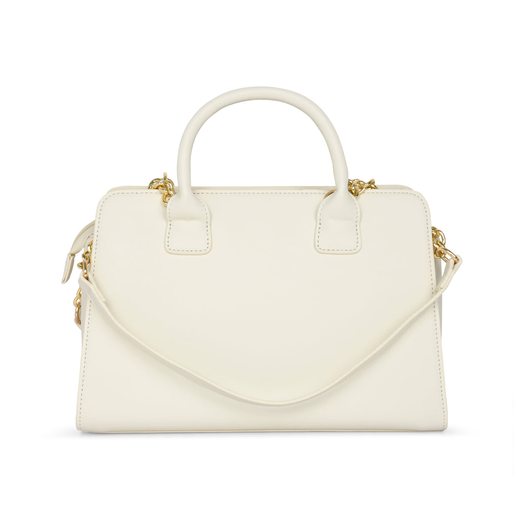 Lavie Luxe Chain Women's Satchel Bag Medium Off White