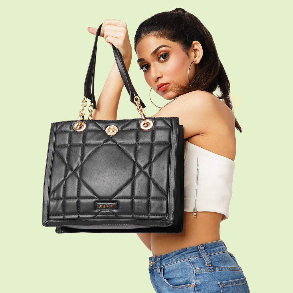 Lavie Luxe Diobox Women's Satchel Bag Large Black