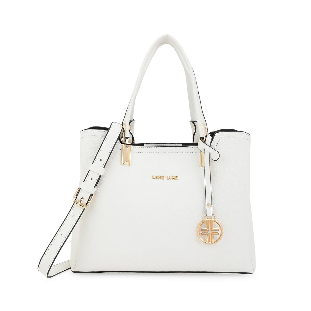 Lavie Luxe Azura 23 3c Women's Satchel Bag Medium Off White