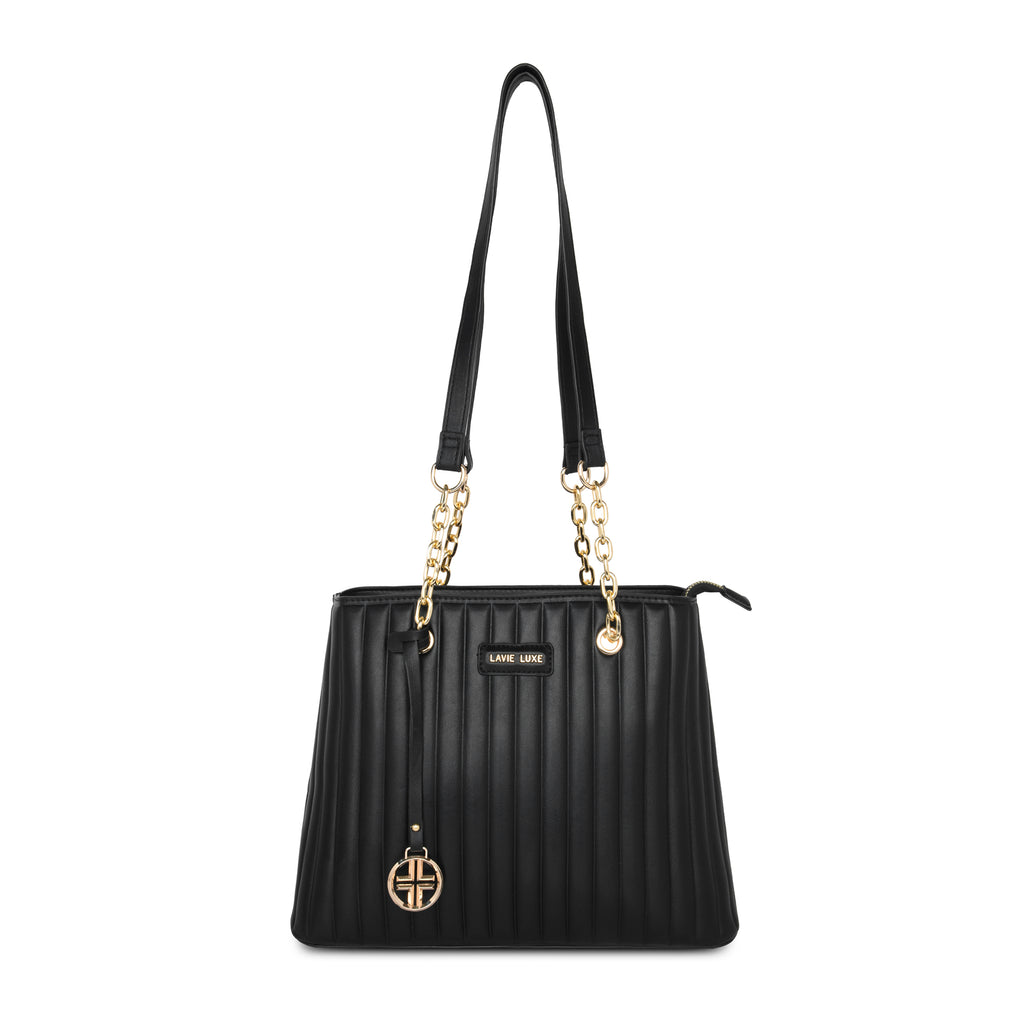 Lavie Luxe Trapez Women's Satchel Bag Medium Black