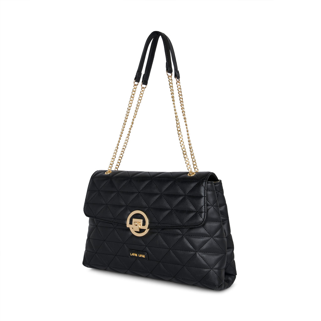 Lavie Luxe Eden Women's Flap Satchel Bag Large Black
