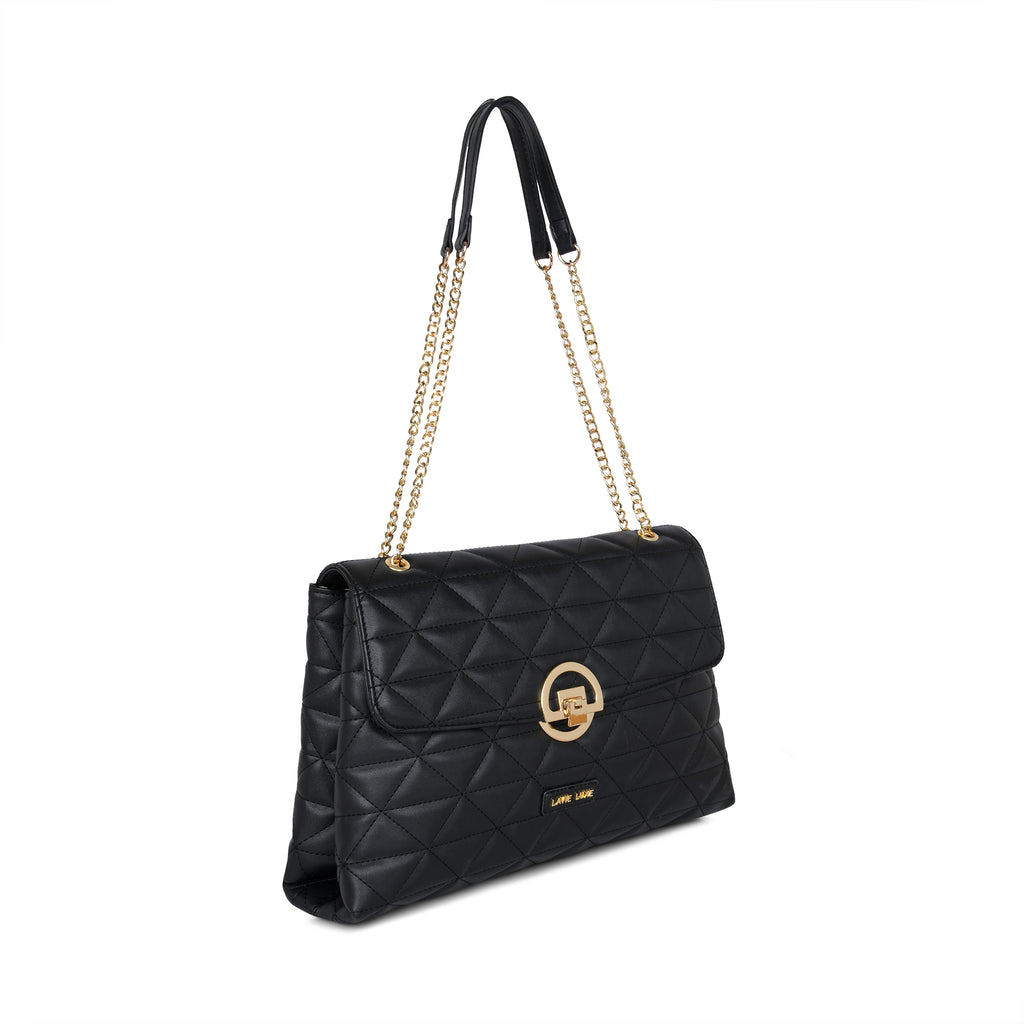 Lavie Luxe Eden Women's Flap Satchel Bag Large Black
