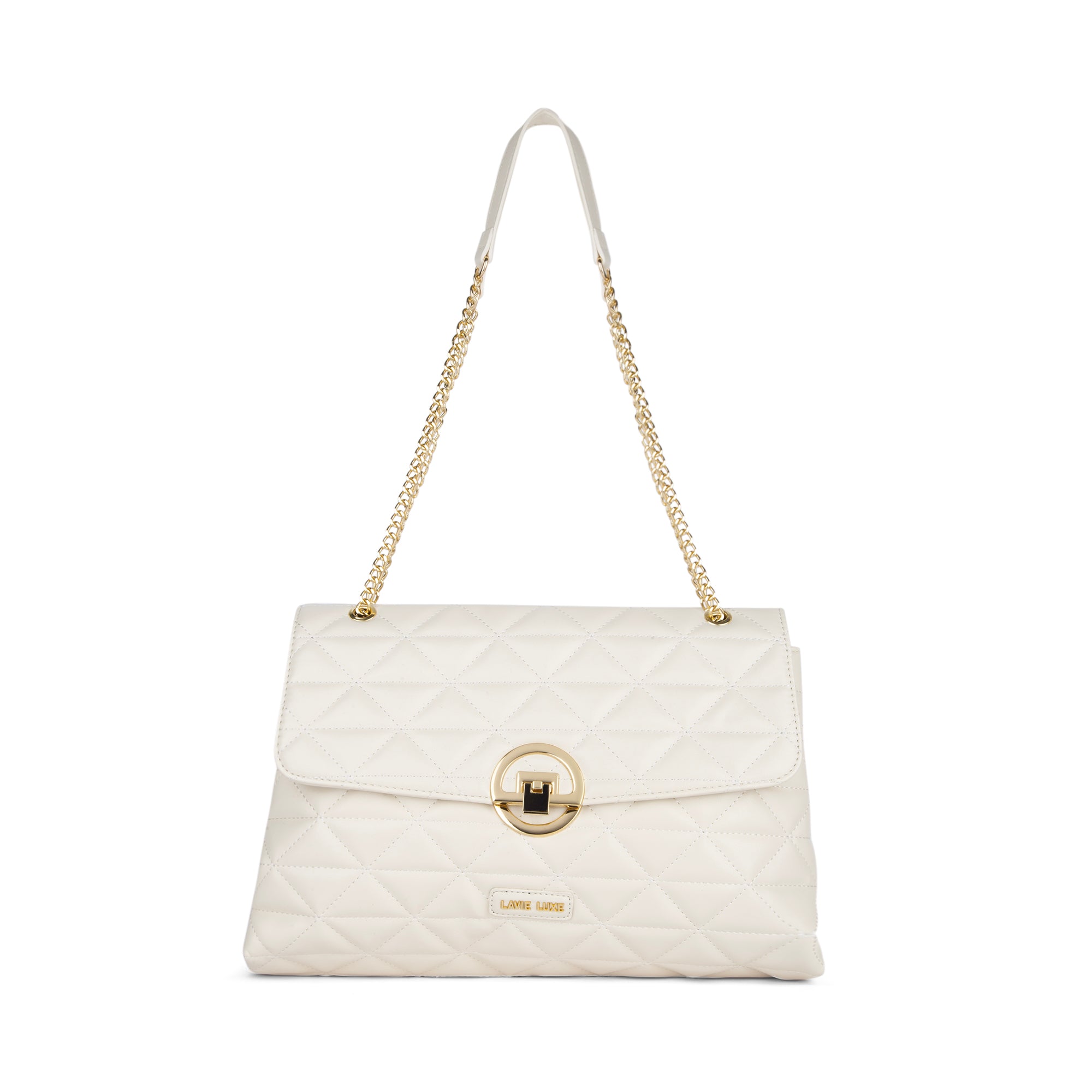 Lavie Luxe Eden Women's Flap Satchel Bag Large Off White
