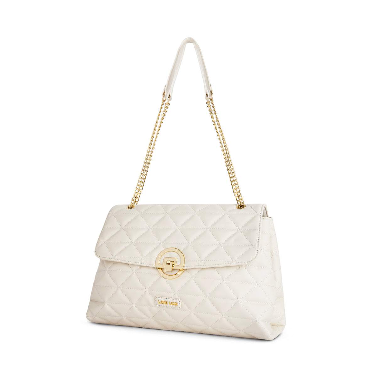 Lavie Luxe Eden Women's Flap Satchel Bag Large Off White