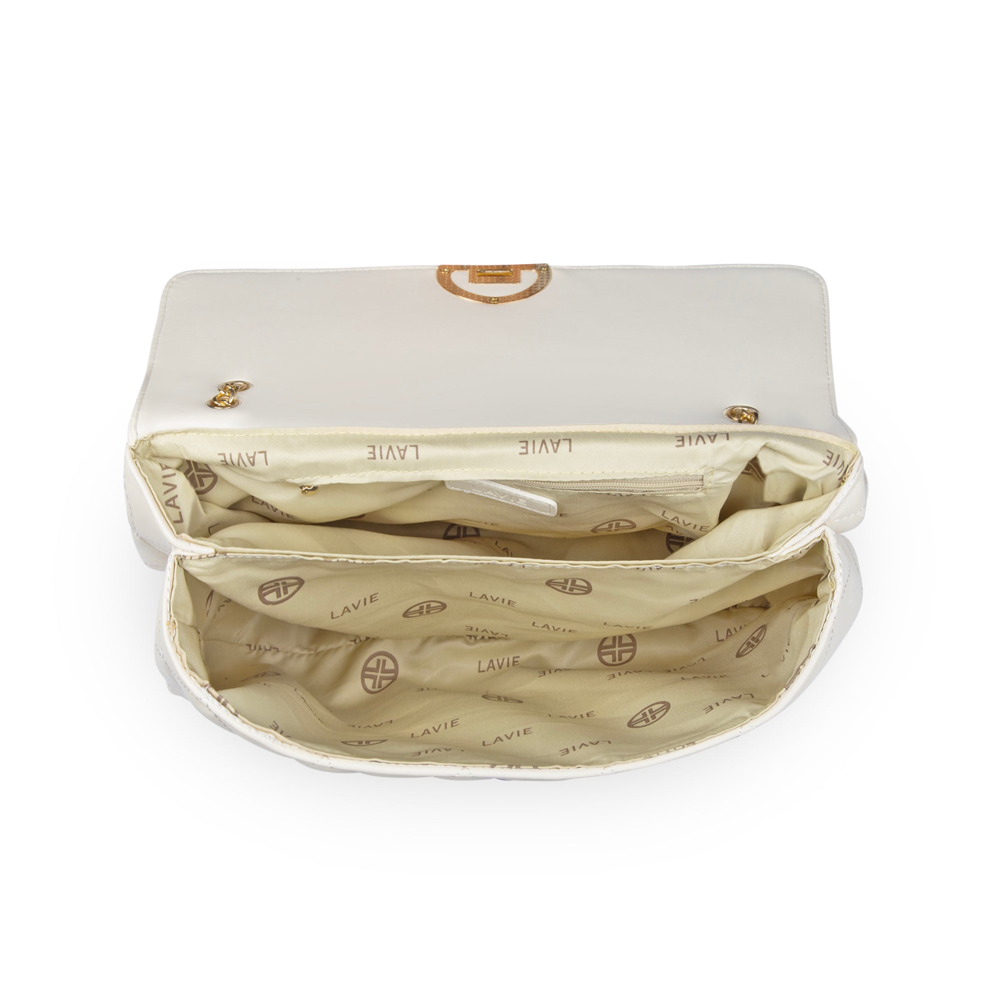 Lavie Luxe Eden Women's Flap Satchel Bag Large Off White
