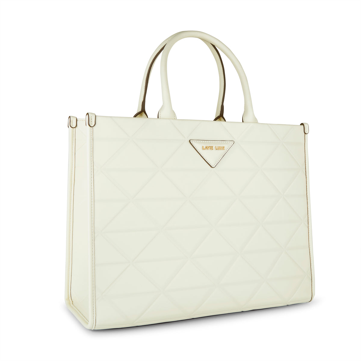 Lavie Luxe Mona Box XL Satchel Bag Extra Large Off White