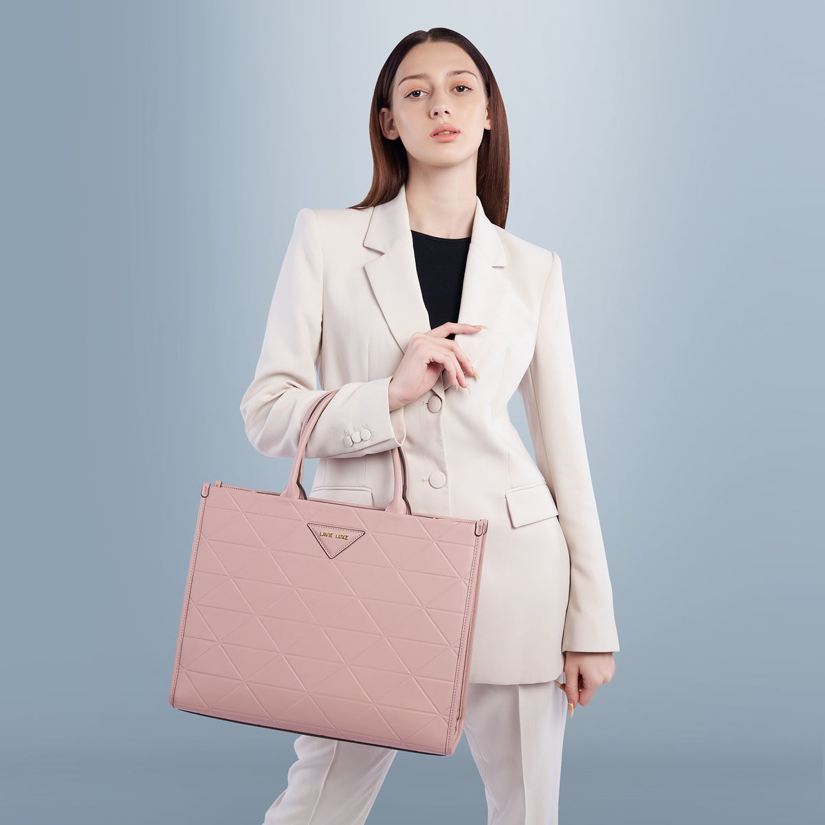 Lavie Luxe Mona Box Satchel Bag Large Pink