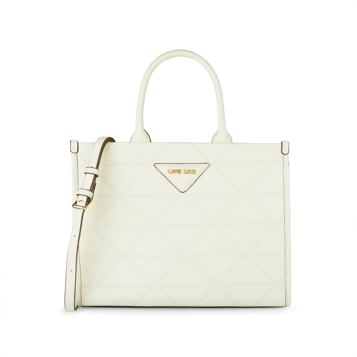 Lavie Luxe Mona Box Satchel Bag Large Off White