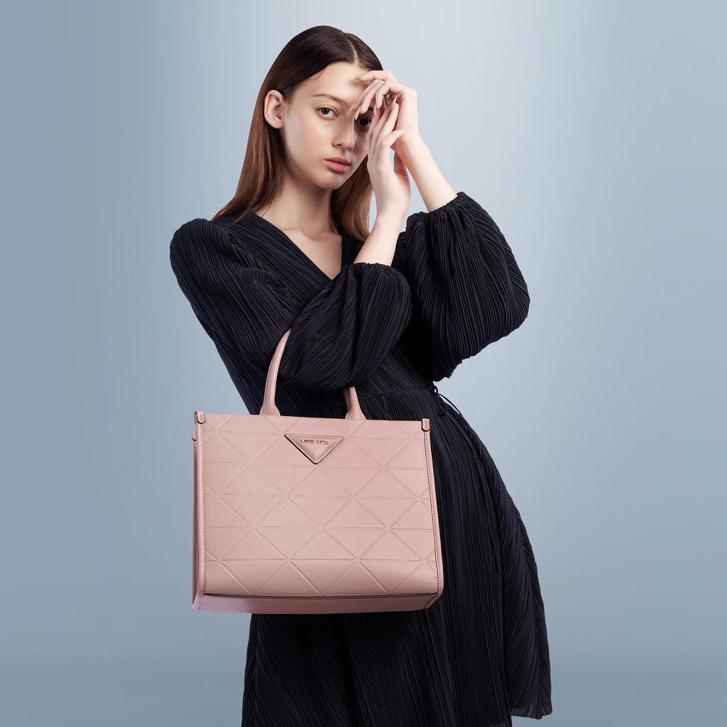 Lavie Luxe Mona Box Satchel Bag Medium Pink