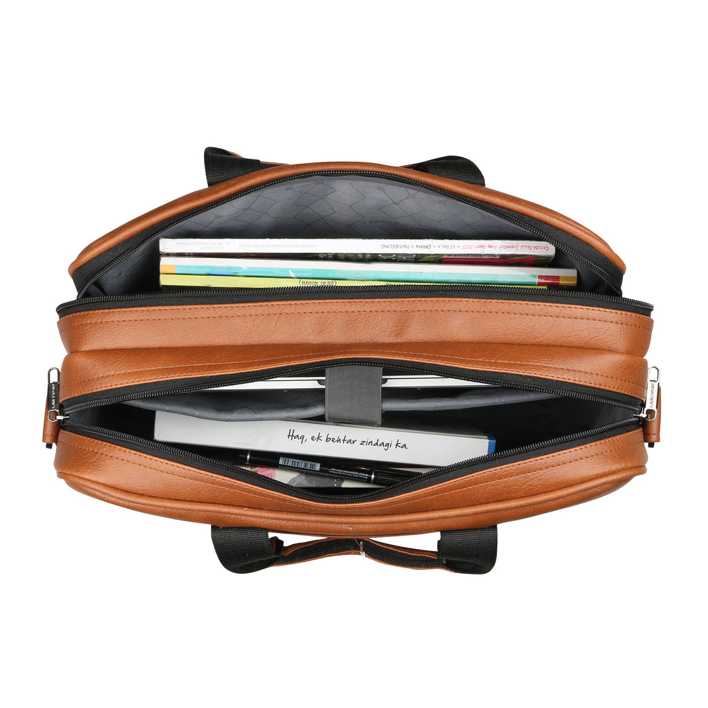 Lavie Sport 2 Compartments Executive Unisex Laptop Briefcase Bag Tan - Lavie World