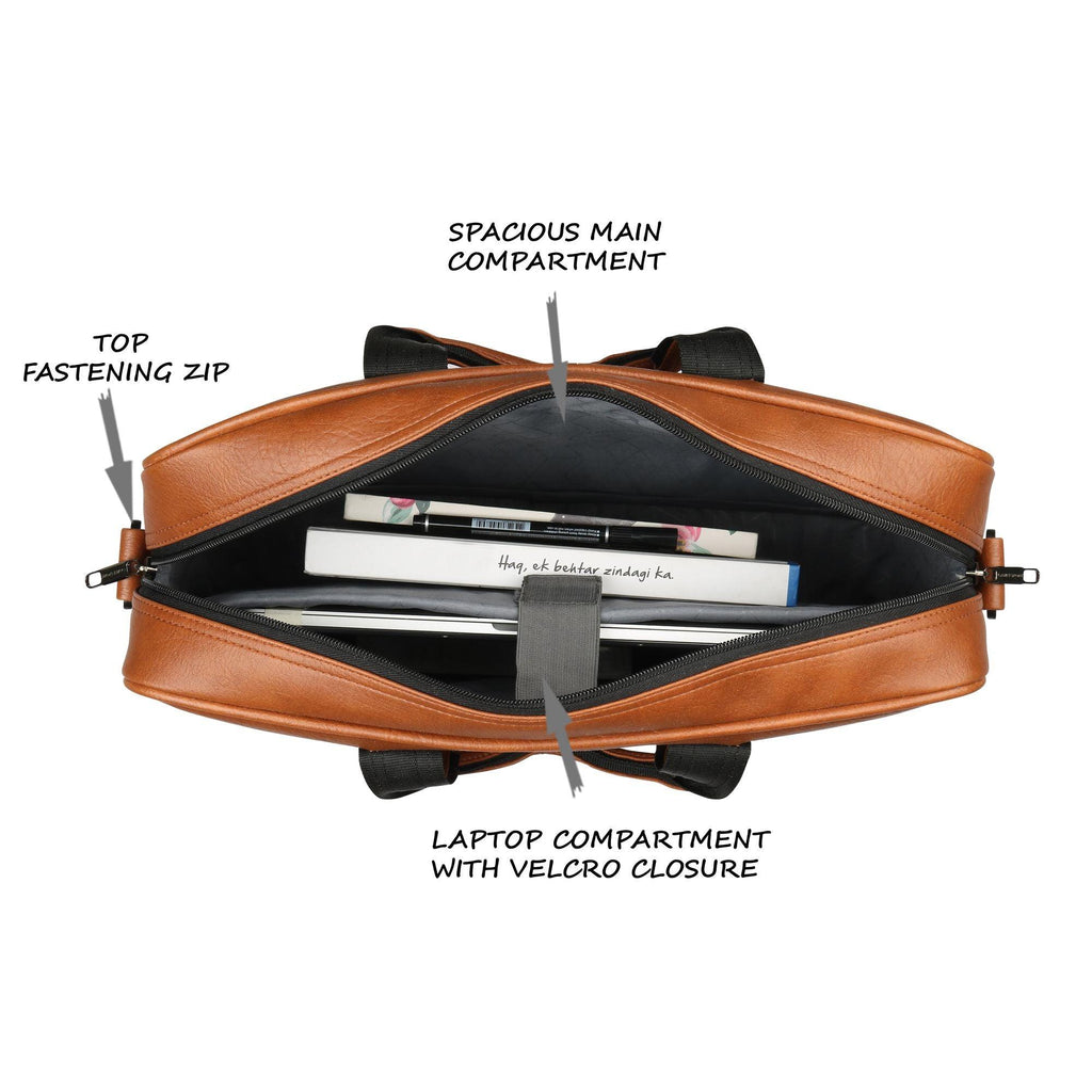 Lavie Sport 1 Compartment Director Unisex Laptop briefcase Bag Tan - Lavie World