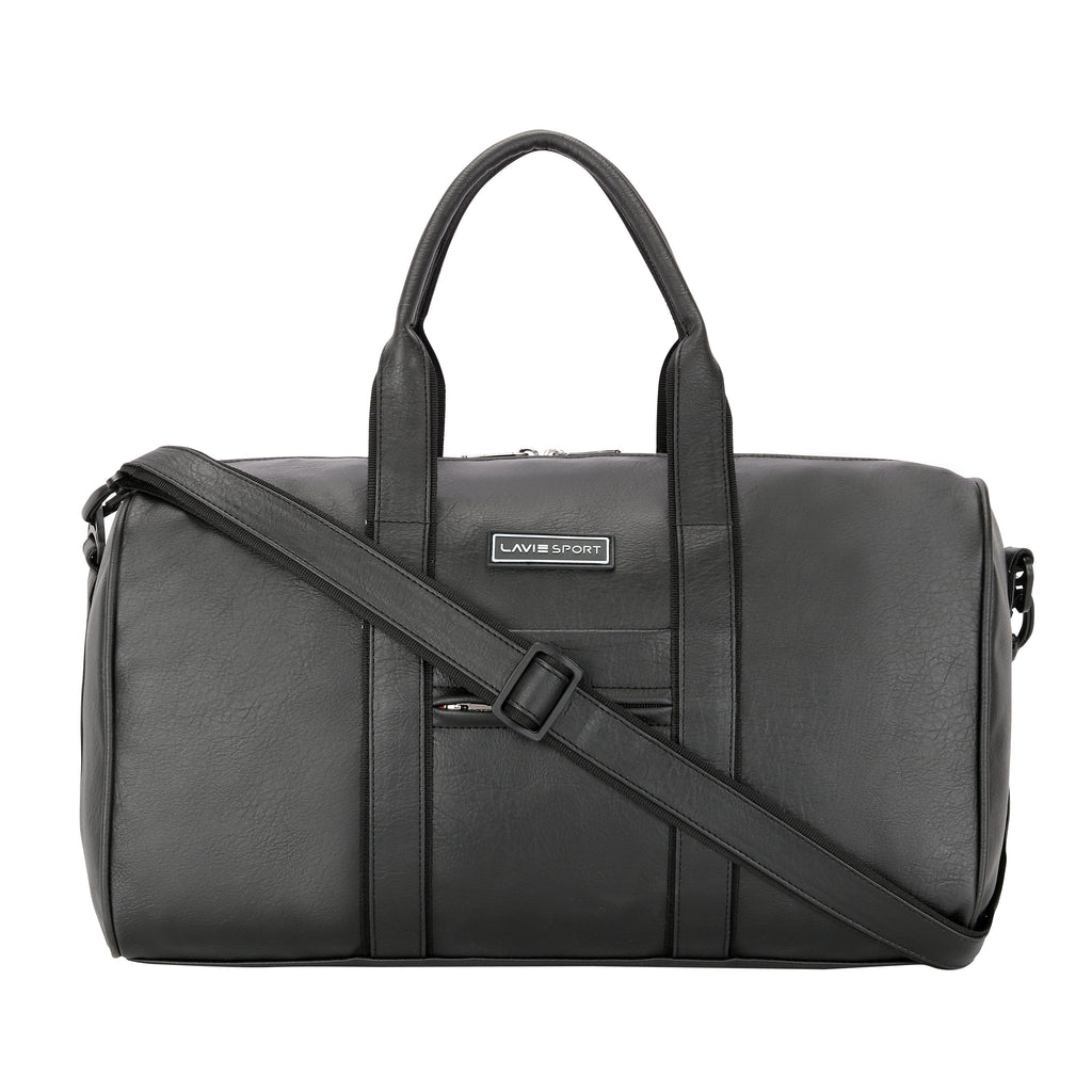 Lavie Sport Pilot 32L Synthetic Leather Unisex Travel Duffle Bag Black - Lavie World