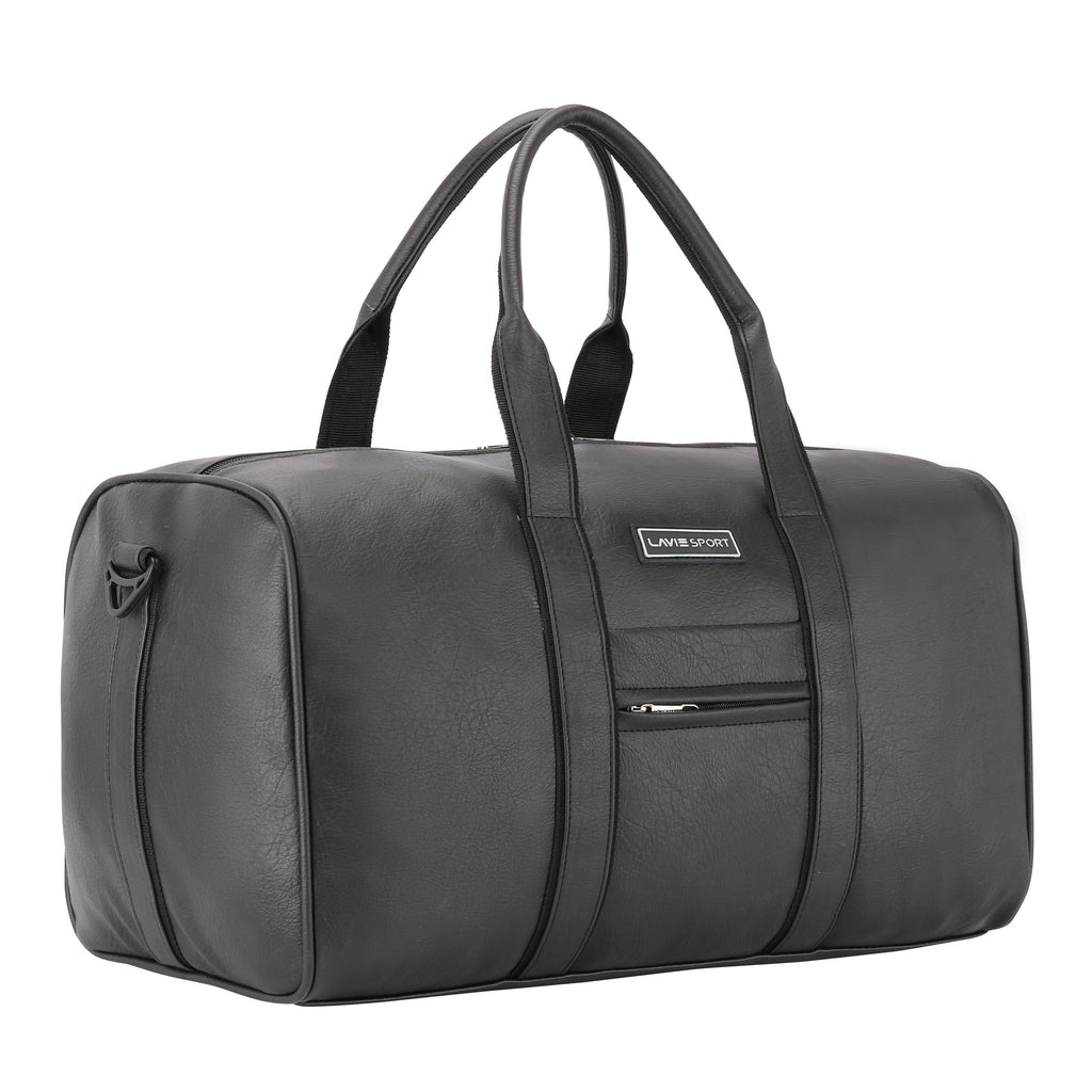 Lavie Sport Pilot 32L Synthetic Leather Unisex Travel Duffle Bag Black - Lavie World