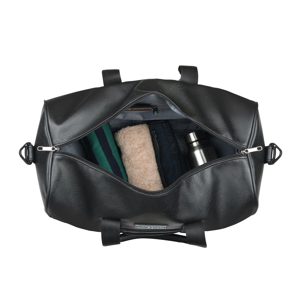 Lavie Sport Pilot 32L Synthetic Leather Unisex Travel Duffle Bag Black - Lavie World