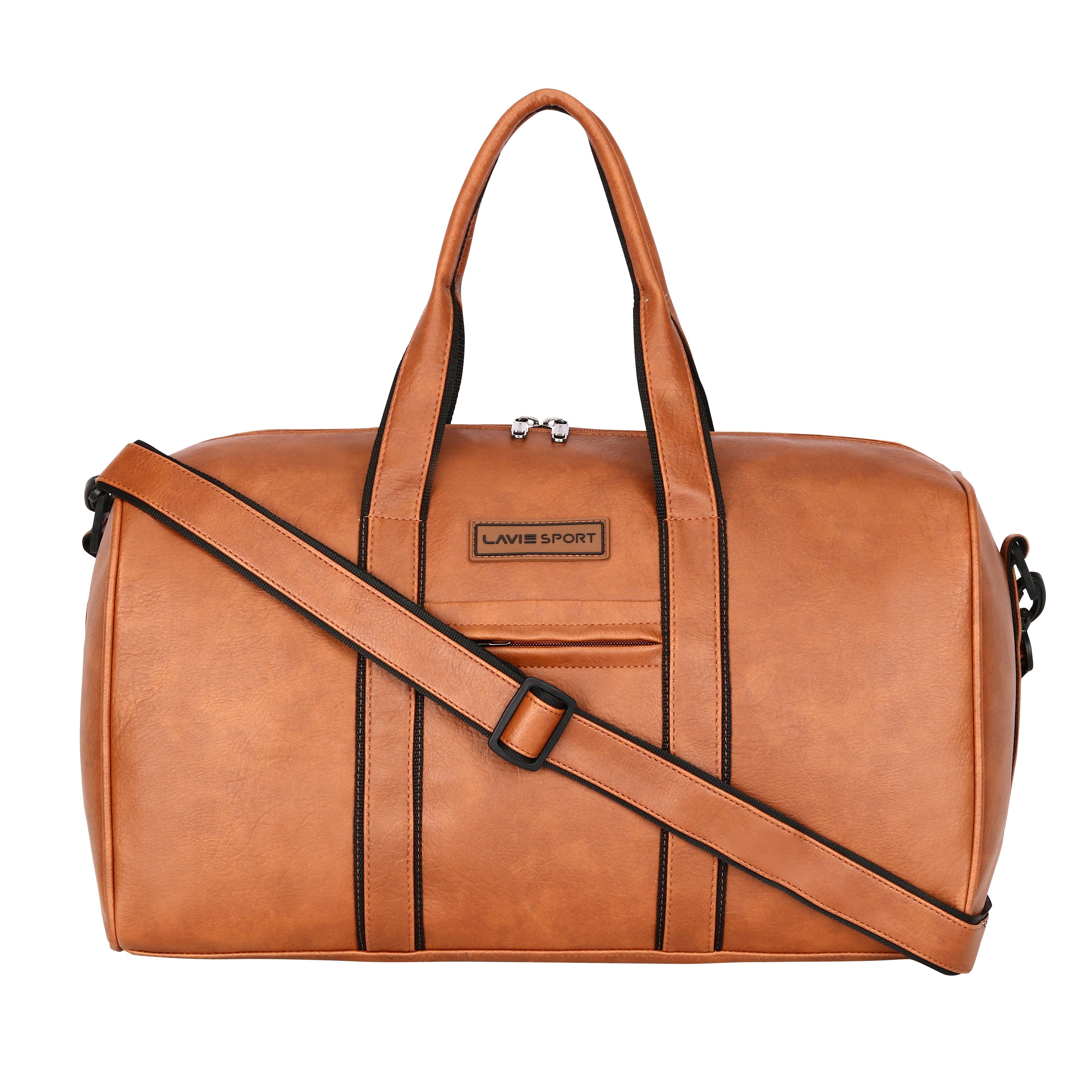 Lavie Sport Pilot 32L Synthetic Leather Unisex Duffle Bag Tan - Lavie World