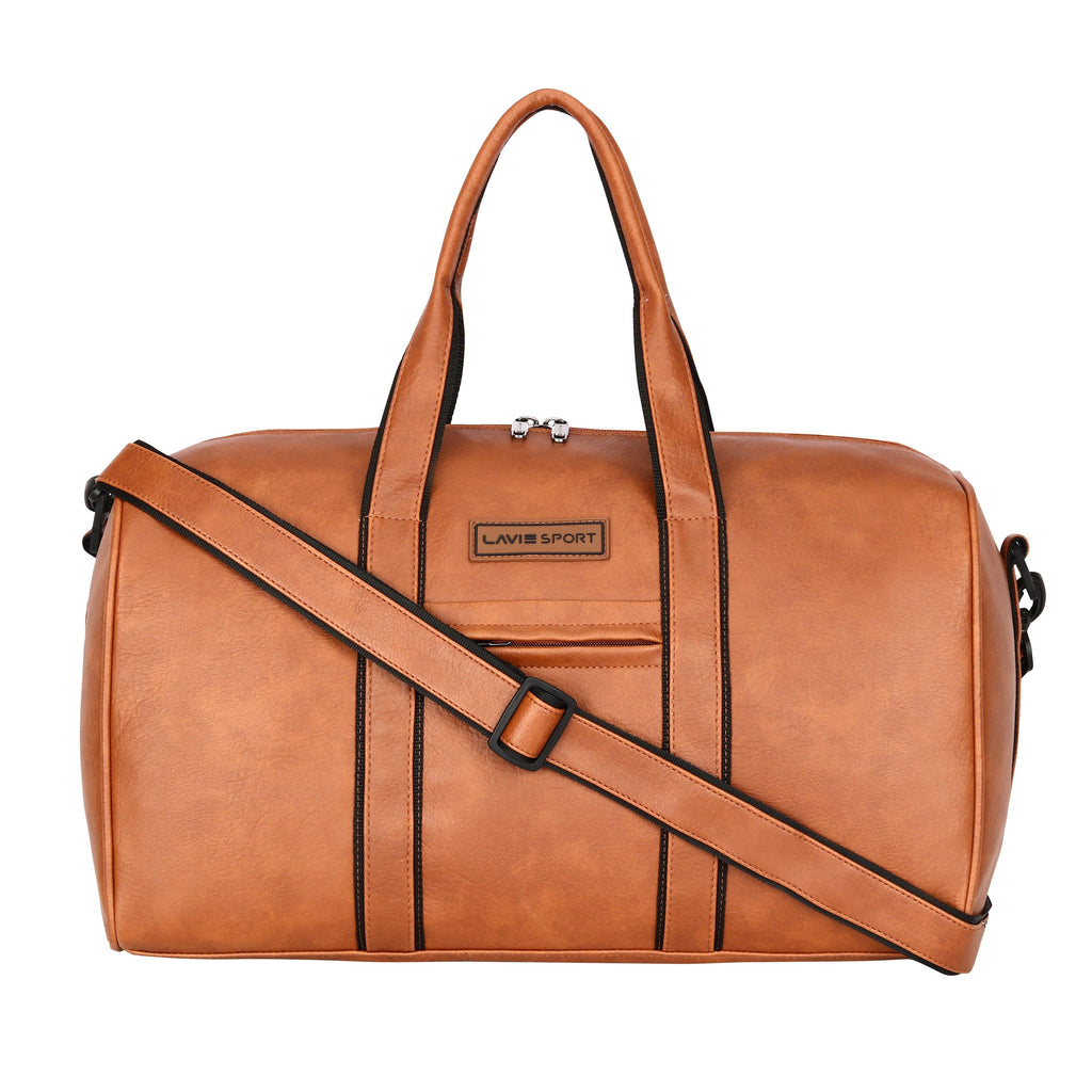 Lavie Sport Pilot 32L Synthetic Leather Unisex Travel Duffle Bag Tan - Lavie World