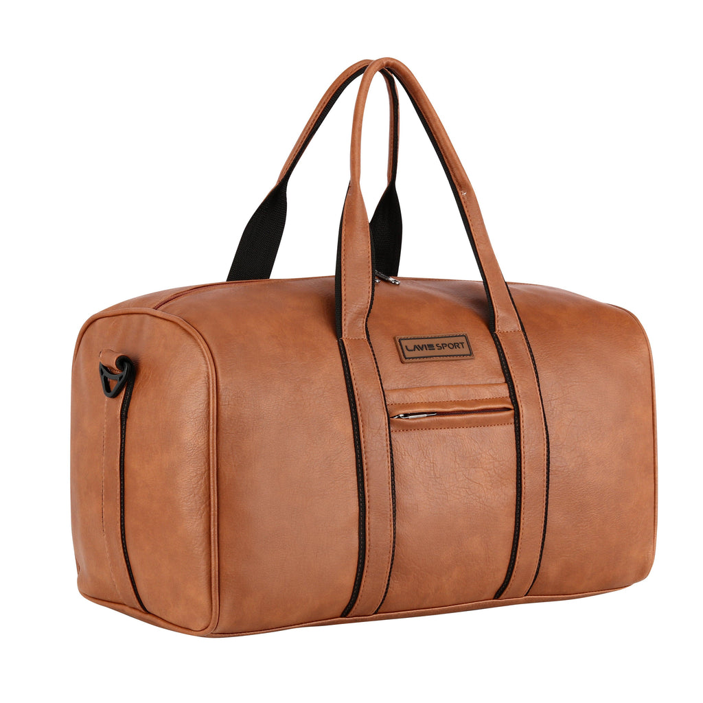 Lavie Sport Pilot 32L Synthetic Leather Unisex Travel Duffle Bag Tan - Lavie World