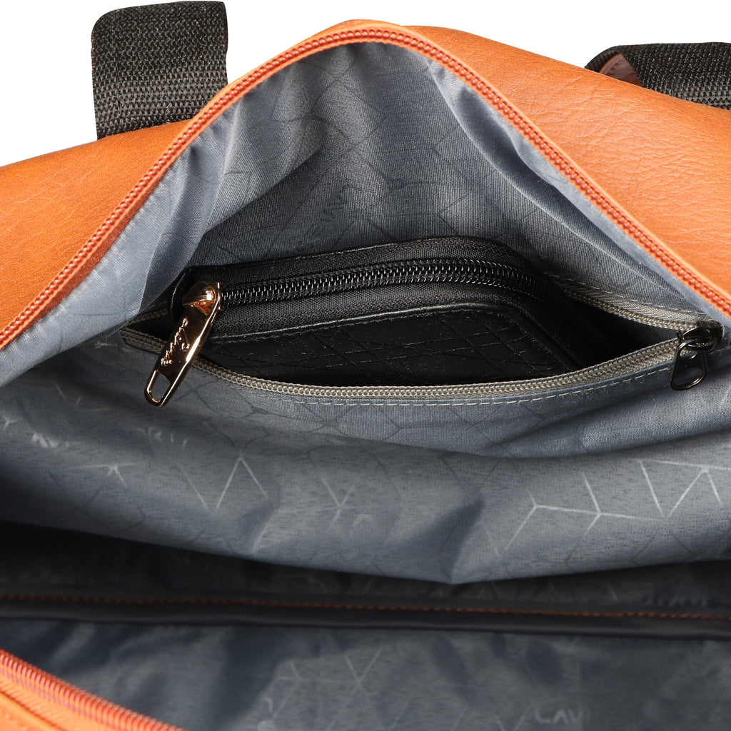 Lavie Sport Pilot 32L Synthetic Leather Unisex Travel Duffle Bag Tan - Lavie World