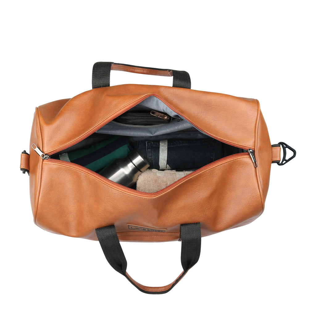 Lavie Sport Pilot 32L Synthetic Leather Unisex Travel Duffle Bag Tan - Lavie World
