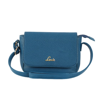 Lavie Women's Emboss Flap Sling (Blue) - Lavie World