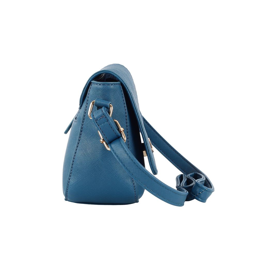Lavie Women's Emboss Flap Sling (Blue) - Lavie World