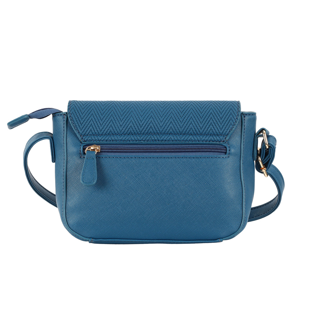 Lavie Women's Emboss Flap Sling (Blue) - Lavie World