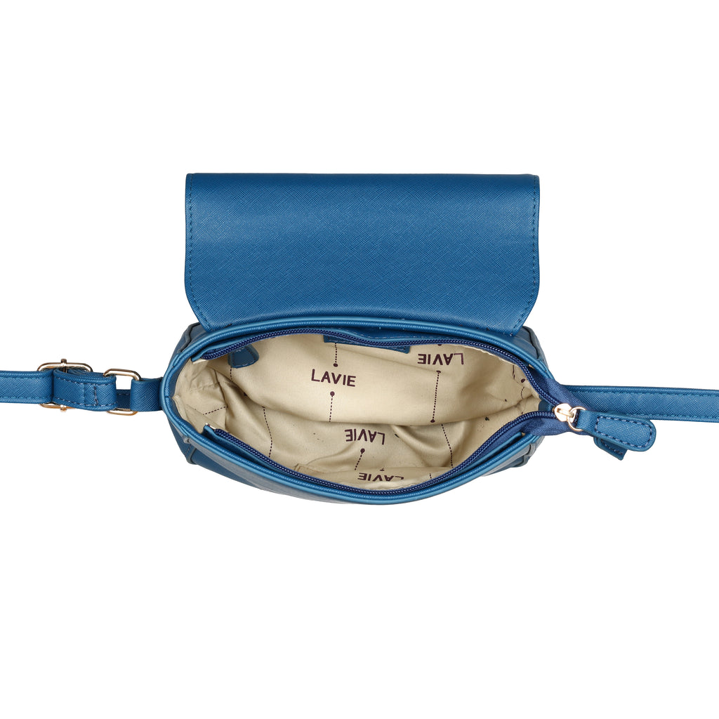 Lavie Women's Emboss Flap Sling (Blue) - Lavie World