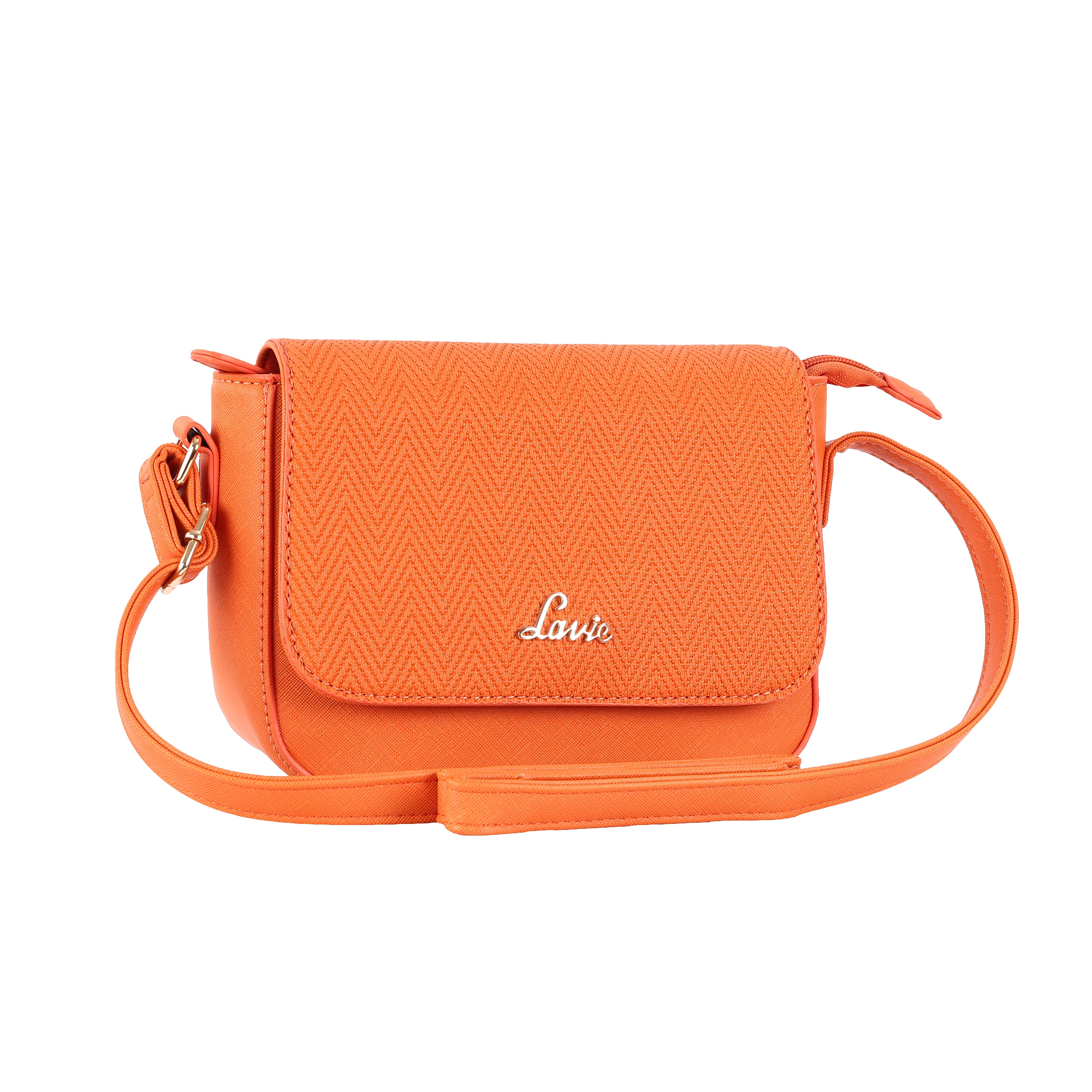 Lavie Emboss Orange Medium Women s Flap Sling Bag Lavie World