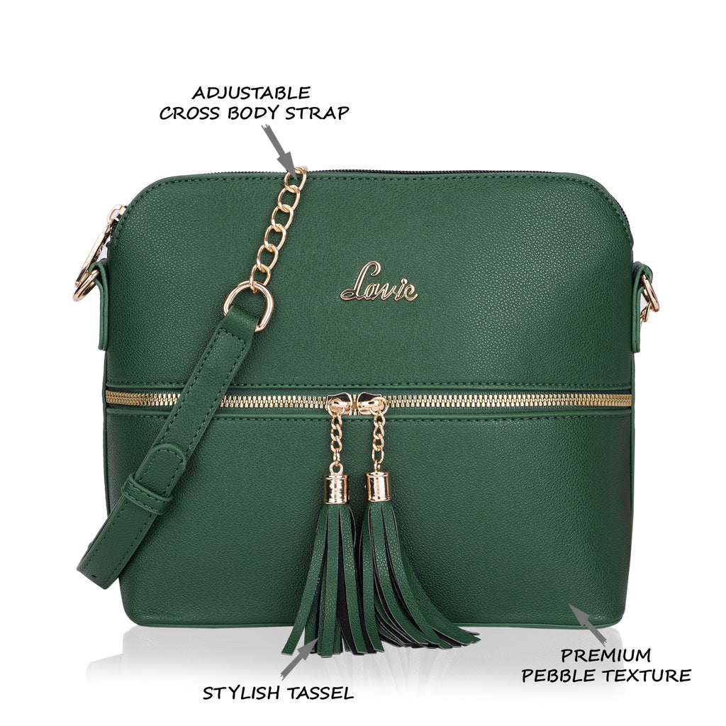 Lavie Tiara Women's Tassel Sling Bag Medium Green