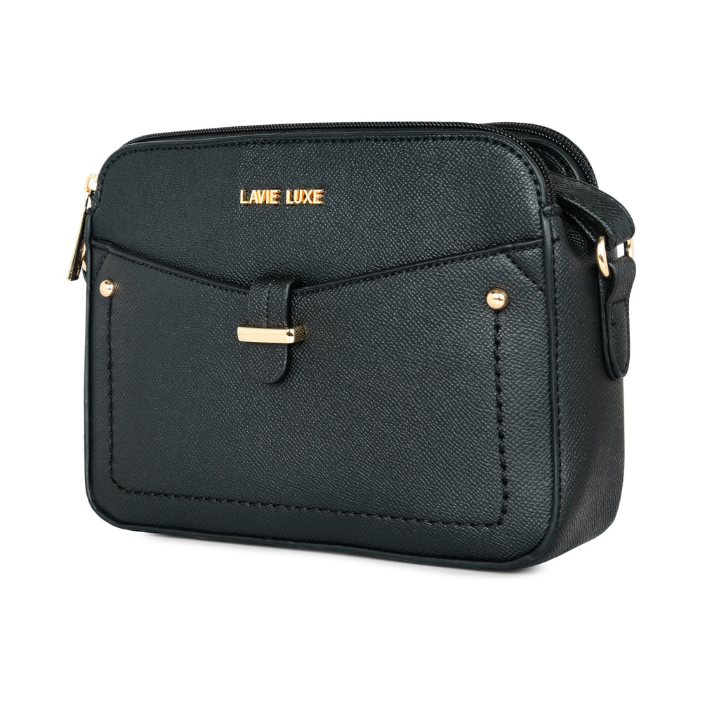 Lavie Luxe Rise 4c Women's Box Sling Bag Medium Black