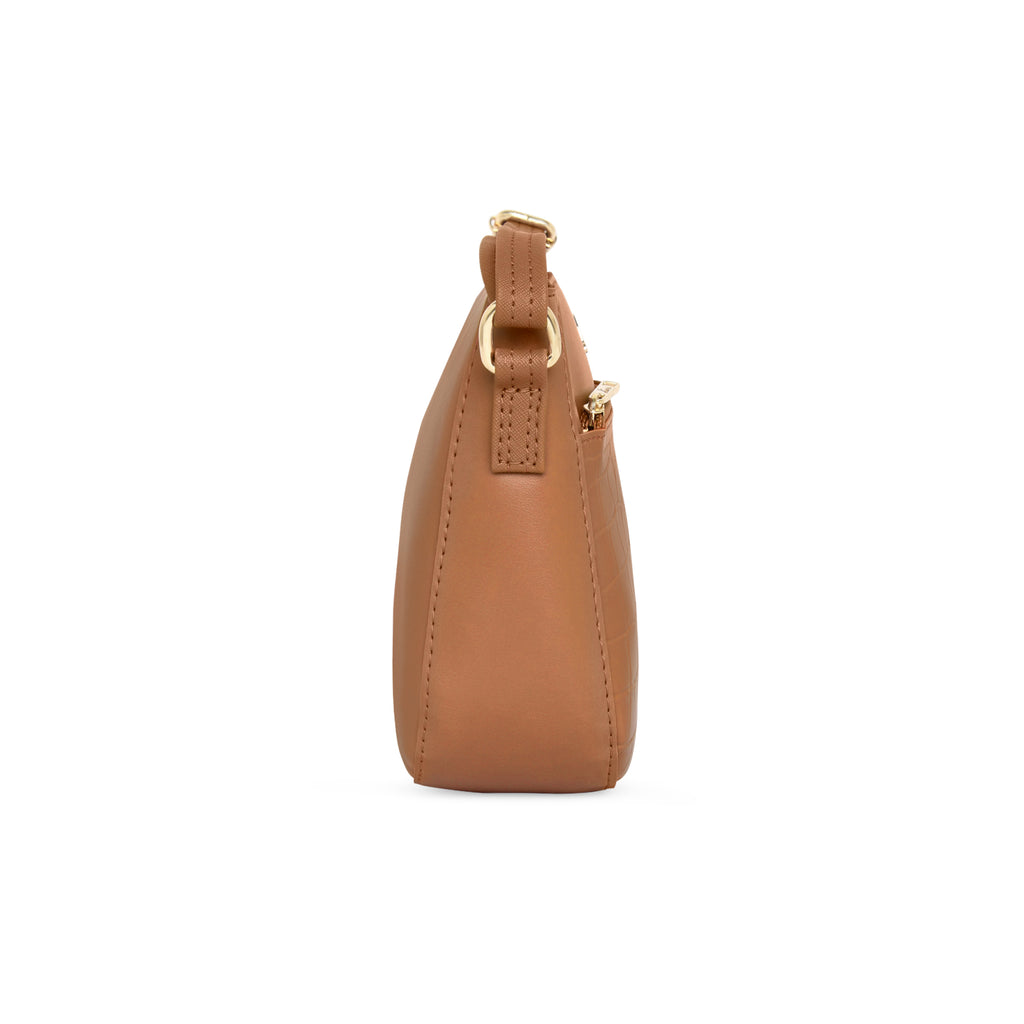 Lavie Croc Saddle Women's Sling Bag Small Tan