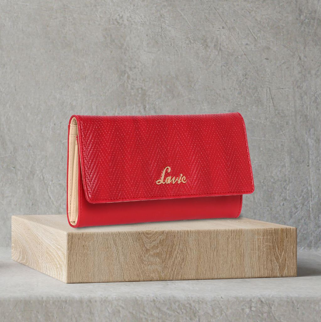 Lavie Herring Pro Women's 3 Fold Wallet Large Red