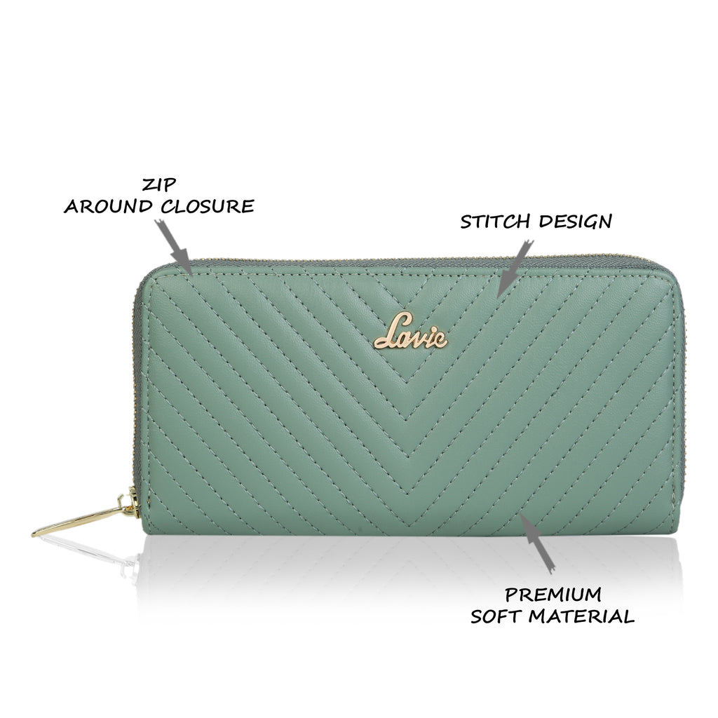Lavie Chevron Women's zip around wallet Large Mint