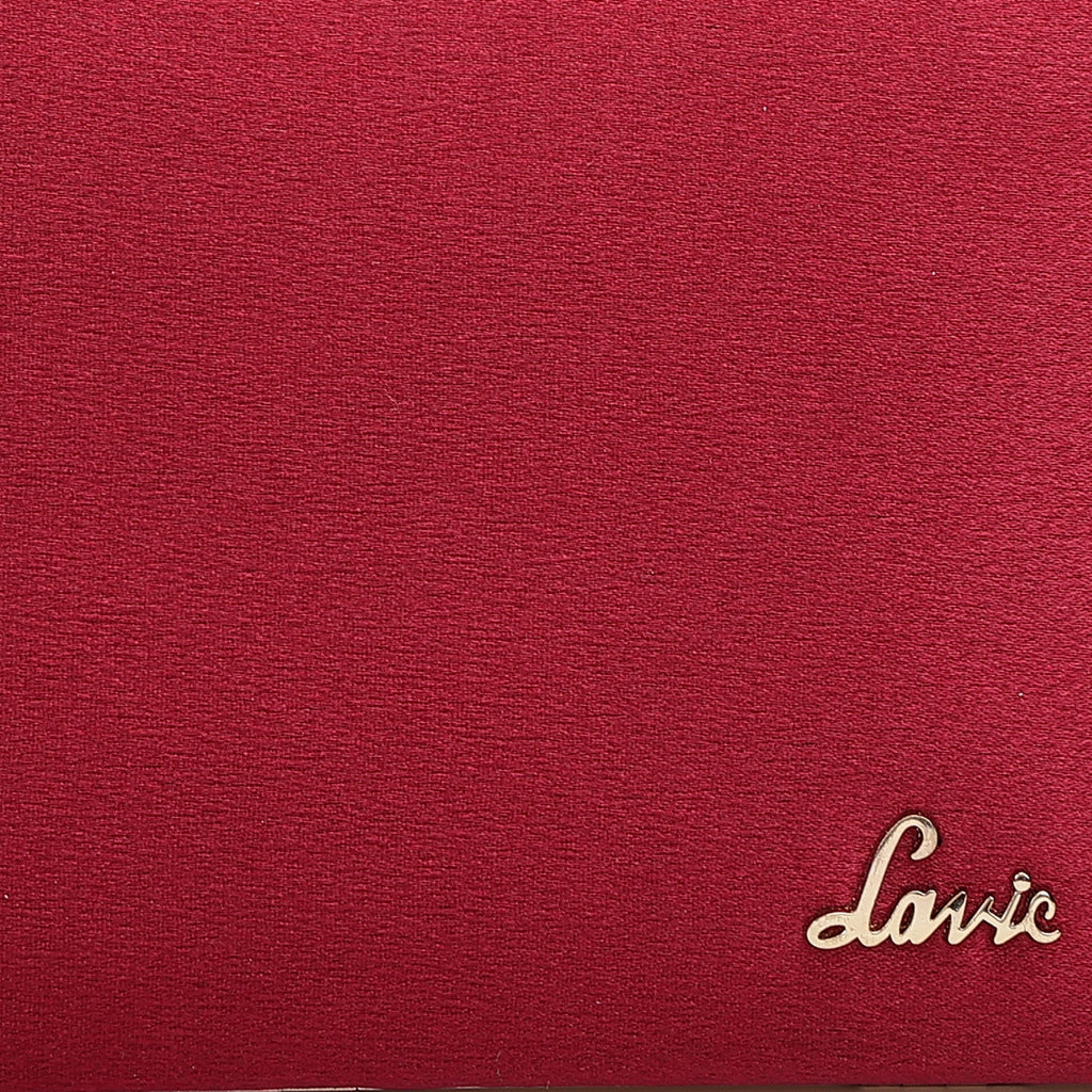 Lavie Gold Strap Women's Handle Frame Clutch Purse Small Maroon