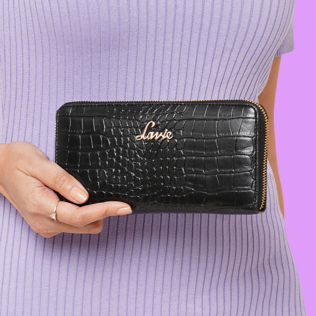 Lavie Glossy Sacy women's Zip Around wallet Large Black