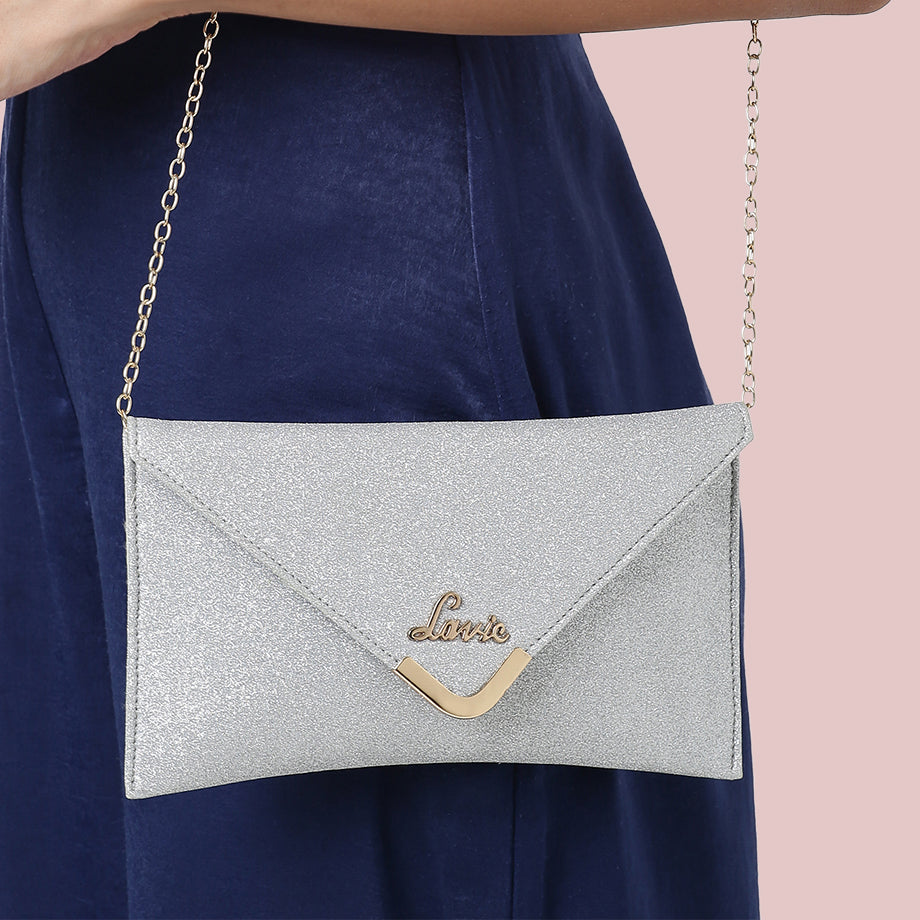 Lavie Flashy Women's Envelope Clutch Purse Large Silver