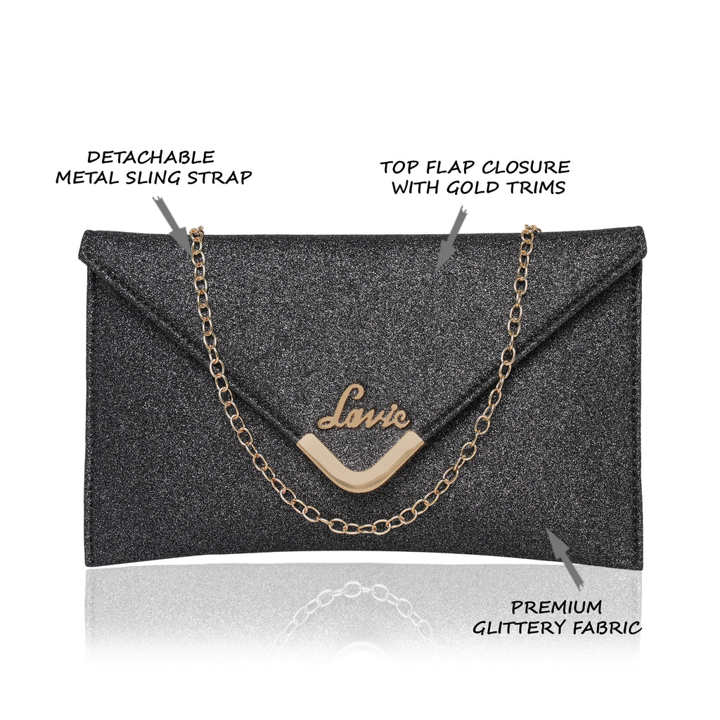 Lavie Flashy Women's Envelope Clutch Purse Large Black