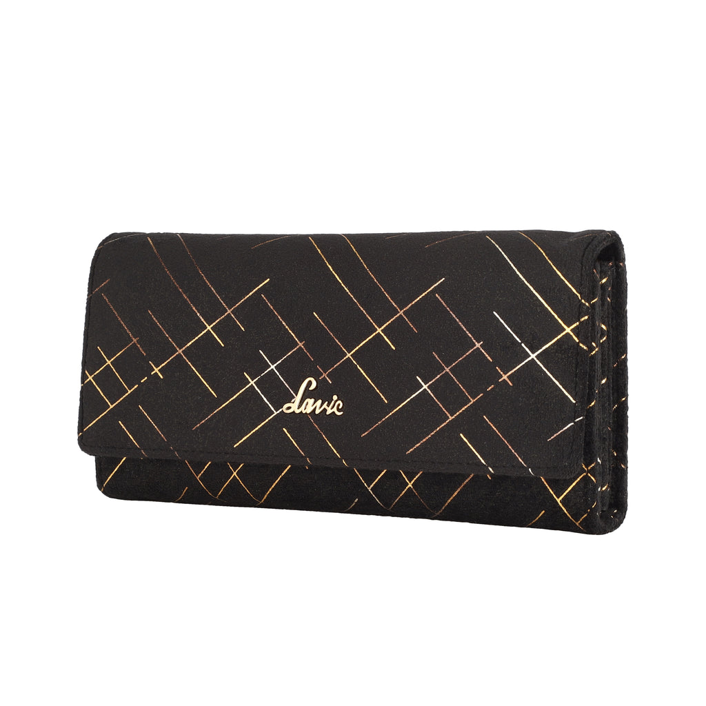 Lavie Foil Suede Women's Bifold Wallet W Gift Box Large Black