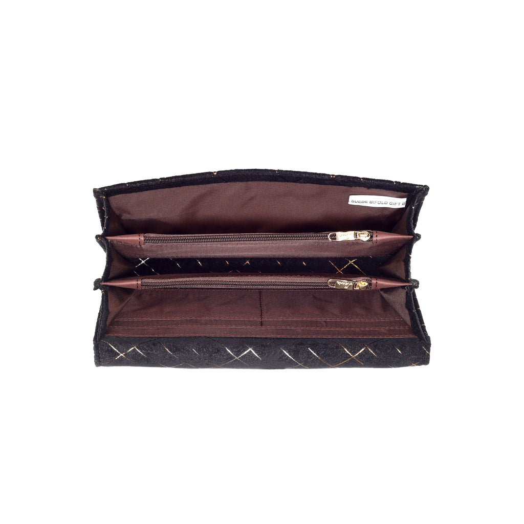 Lavie Foil Suede Women's Bifold Wallet W Gift Box Large Black