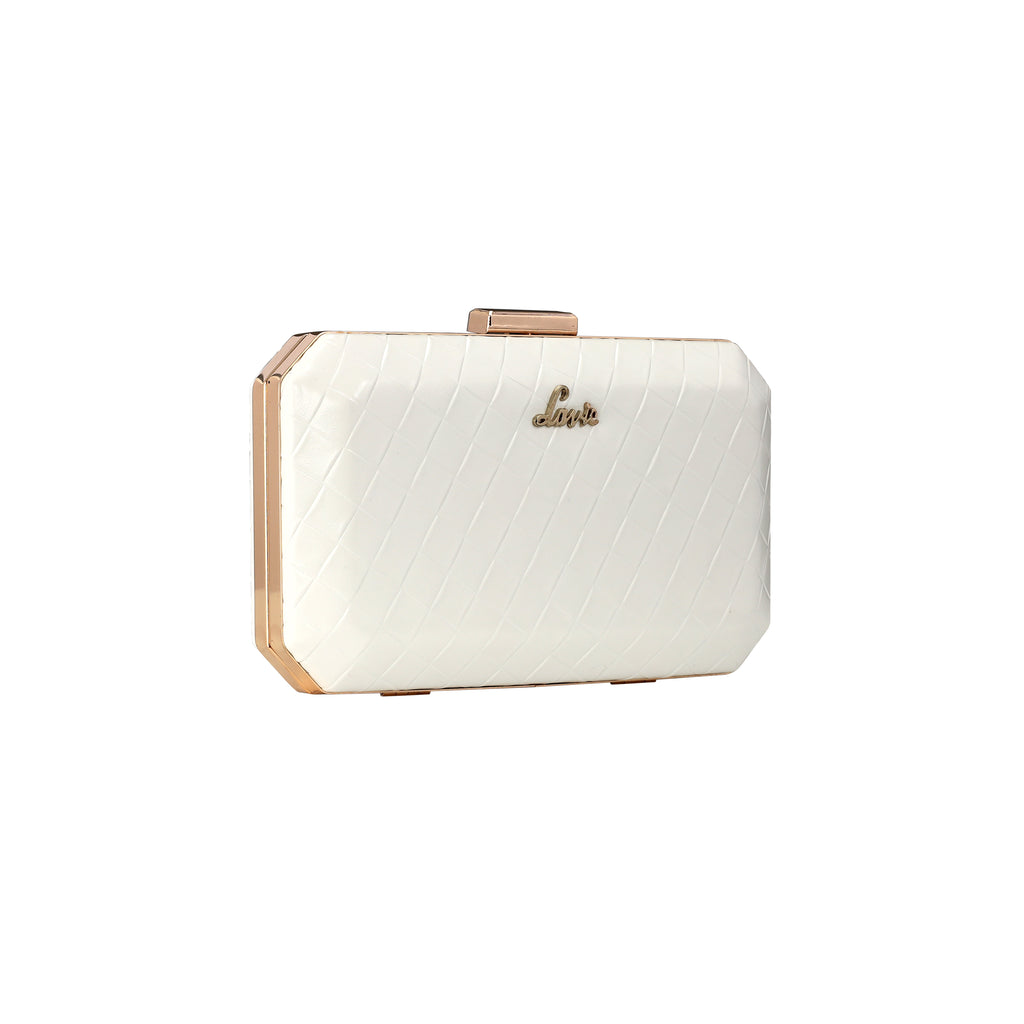 Lavie Weave Octagon Women's Gift Box Clutch Purse Large White