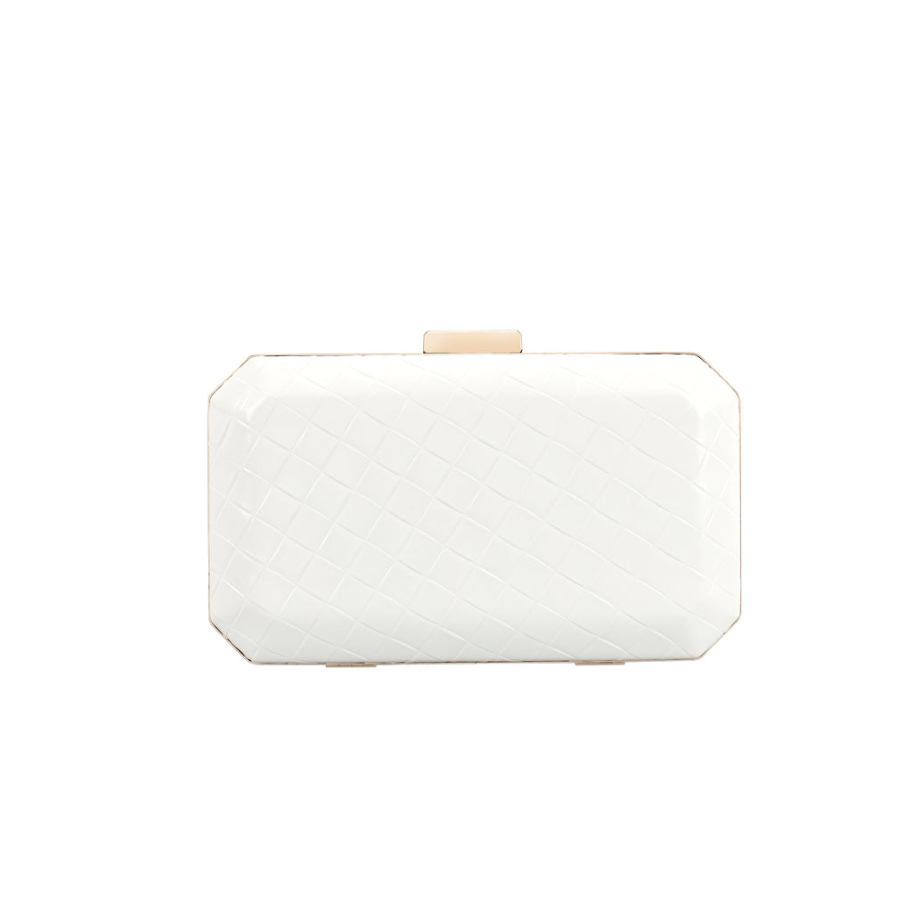 Lavie Weave Octagon Women's Gift Box Clutch Purse Large White
