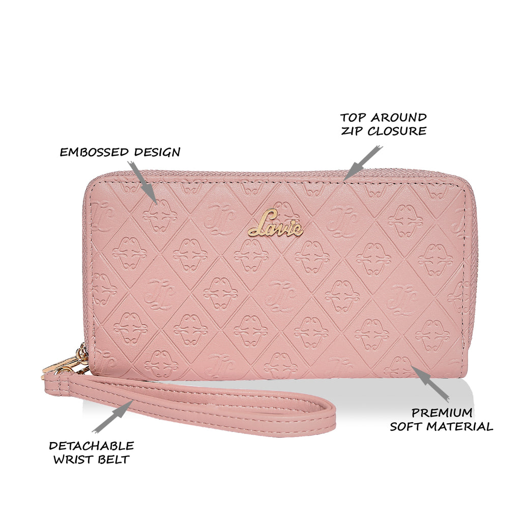Lavie Deboss Savy Women's Dual Zip Wallet Large Light Pink