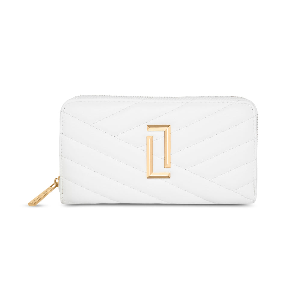 Lavie Luxe Cross Quilt Women's Zip Around Wallet Large White