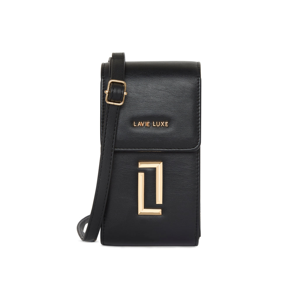 Lavie Luxe Vertical Zip Women's Sling Bag Wallet Large Black